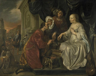 Rebecca vastaanottaa lahjoja Abrahamin palvelijalta - Hendrick Heerschop — näkymä teoksesta