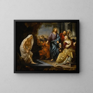 La Résurrection de Lazare - Hendrick Heerschop — kehystetty taideteos seinällä