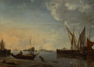Hendrick Jacobsz Dubbels - Ships in a calm at sunset.webp