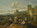 Un paysage à l'italienne avec des vendeurs de légumes - Hendrick Mommers — näkymä teoksesta