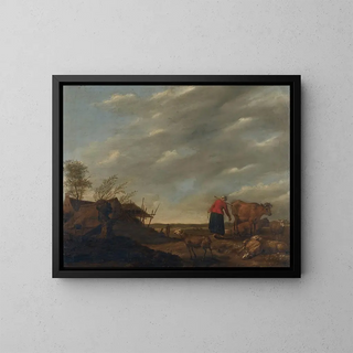 Hendrick Mommers - Landscape with a milkmaid.webp