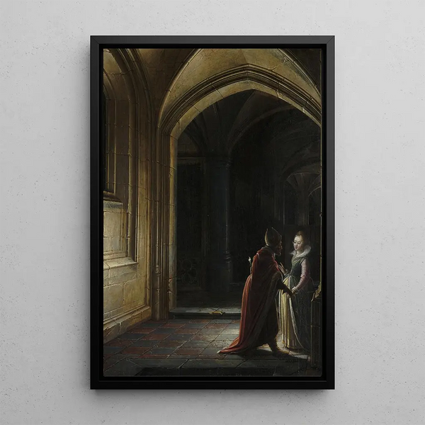 Ester ja Mardokai - Hendrick van Steenwijck nuorempi — kehystetty taideteos seinällä
