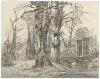 Hendrik Gerrit ten Cate - Winterlandschap met poort tussen bomen.webp