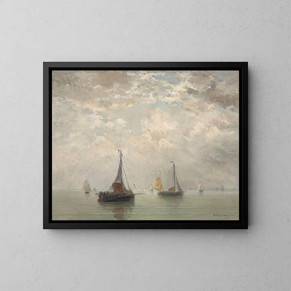 Bargeja sur les brisants - Hendrik Willem Mesdag — kehystetty taideteos seinällä