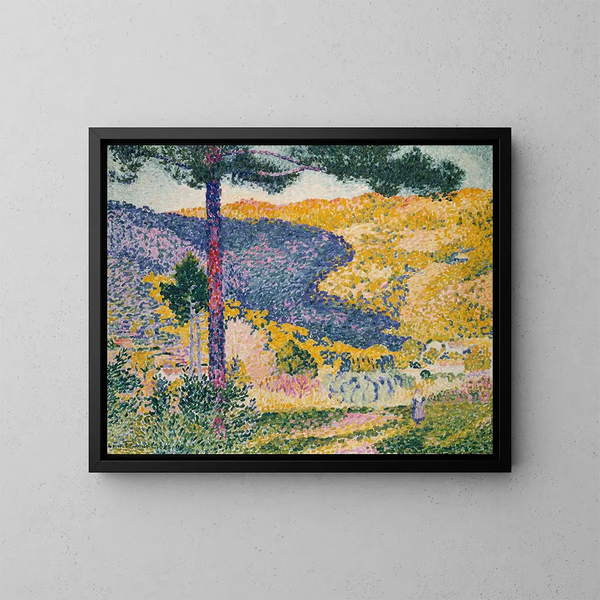 Vallée avec ombre de sapins sur la montagne - Henri-Edmond Cross — kehystetty taideteos seinällä
