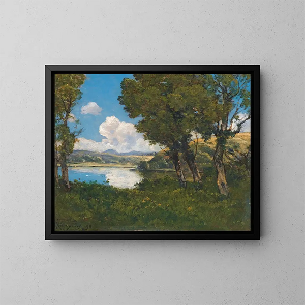 Järven rannalla - Henri-Joseph Harpignies — kehystetty taideteos seinällä