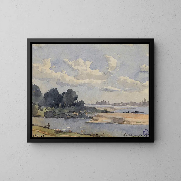 Bords de rivière - Henri-Joseph Harpignies — kehystetty taideteos seinällä
