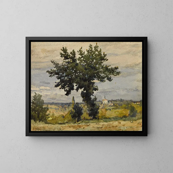 Puu tien varrella - Henri-Joseph Harpignies — kehystetty taideteos seinällä