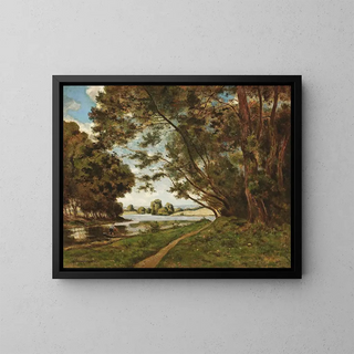 Le Sentier auprès de la rivière - Henri-Joseph Harpignies — kehystetty taideteos seinällä