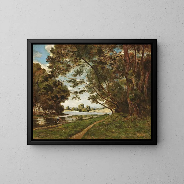 Le Sentier auprès de la rivière - Henri-Joseph Harpignies — kehystetty taideteos seinällä