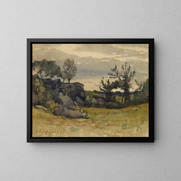 Le Vallon - Henri-Joseph Harpignies — kehystetty taideteos seinällä