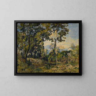 Villefranche - Henri-Joseph Harpignies — kehystetty taideteos seinällä