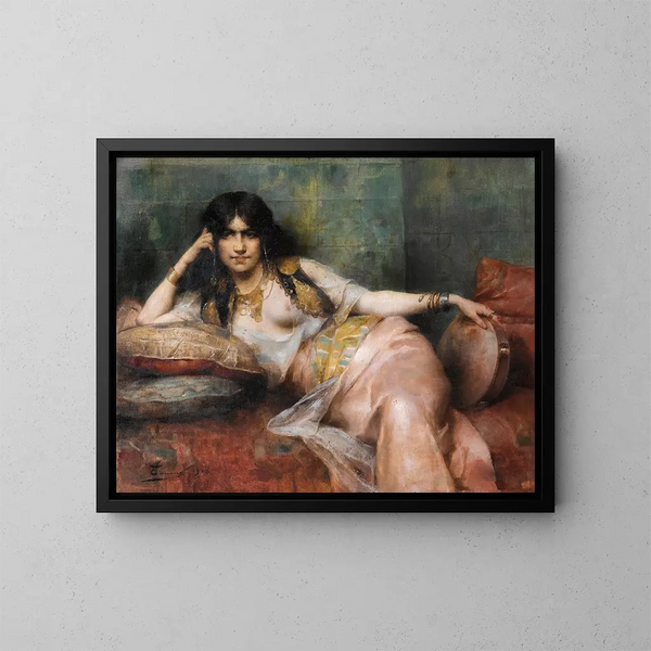 Odalisque au tambourin - Henri Adrien Tanoux — kehystetty taideteos seinällä