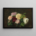 Ruusut Niceistä taidetulosteena pöydällä - Henri Fantin-Latour — kehystetty taideteos seinällä