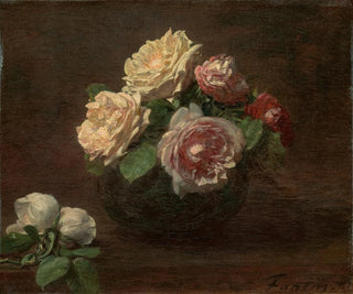 Ruusuja kulhossa - Henri Fantin-Latour — näkymä teoksesta
