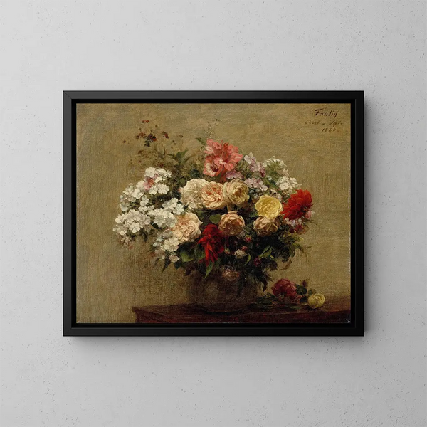 Kesäkukkapaintos - Henri Fantin-Latour — kehystetty taideteos seinällä