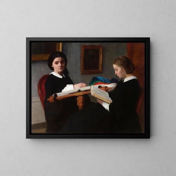 Les Deux Sœurs - Henri Fantin-Latour — kehystetty taideteos seinällä