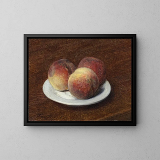 Kolme persikkaa lautasella - Henri Fantin-Latour — kehystetty taideteos seinällä