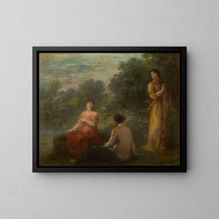 Kolme nymfiä lähteen äärellä - Henri Fantin-Latour — kehystetty taideteos seinällä