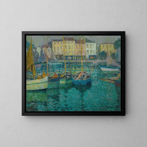 Les Barques à La Rochelle - Henri Le Sidaner — kehystetty taideteos seinällä