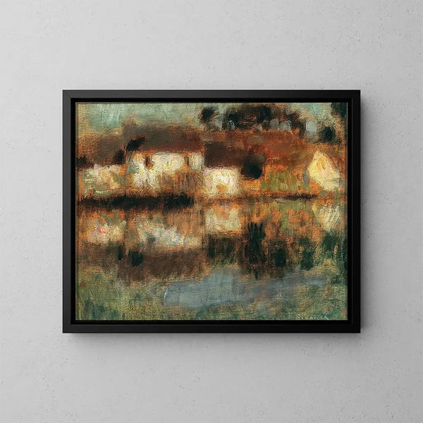 Les Maisons sur l'eau à Berneval ou le Canal au clair de lune - Henri Le Sidaner — kehystetty taideteos seinällä