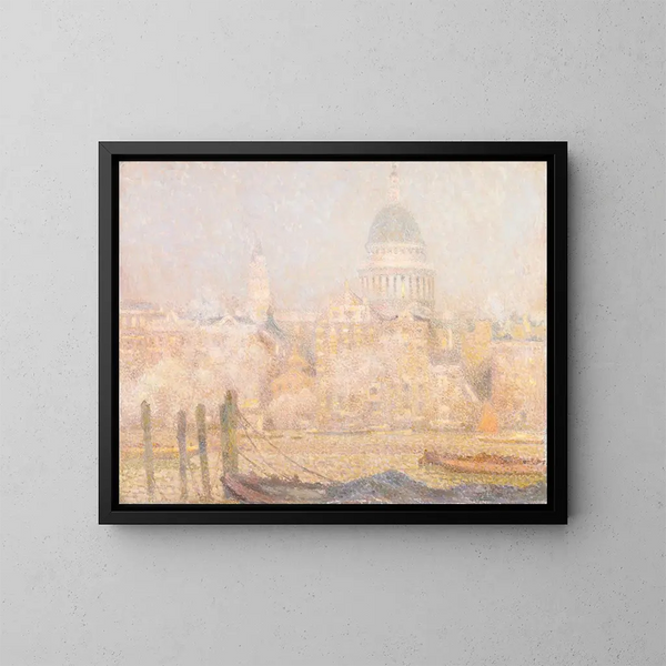 Saint-Paul depuis la rivière, soleil du matin en hiver - Henri Le Sidaner — kehystetty taideteos seinällä