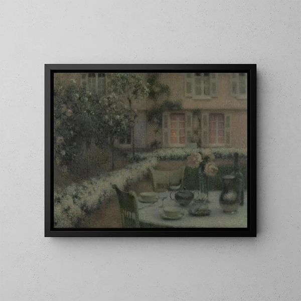 La table dans le jardin blanc à Gerberoy - Henri Le Sidaner — kehystetty taideteos seinällä