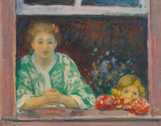Nainen ja tyttö ikkunassa - Henri Lebasque — näkymä teoksesta