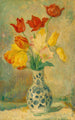 Tulppaaneja Delft-saven maljakossa - Henri Lebasque — näkymä teoksesta