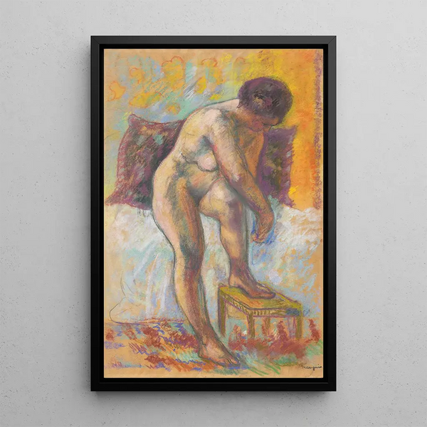 Alaston pukeutumassa - Henri Manguin — kehystetty taideteos seinällä