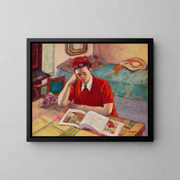 Odette punainen turbaani - Henri Manguin — kehystetty taideteos seinällä