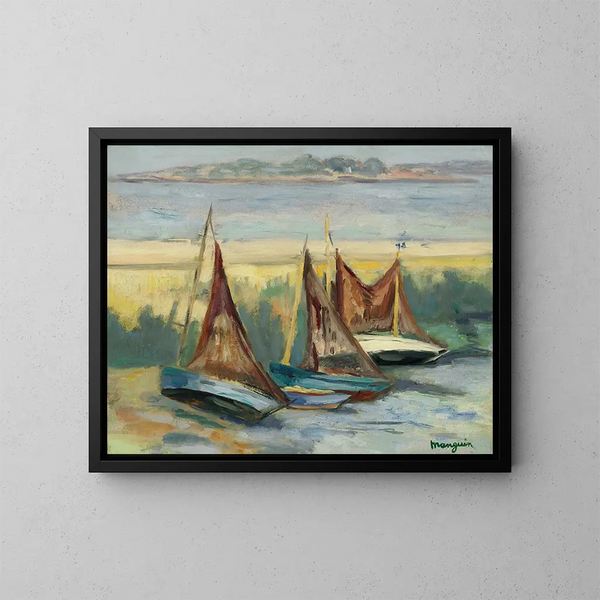 Voiliers à marée basse - Henri Manguin — kehystetty taideteos seinällä