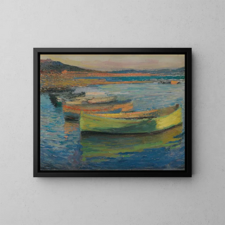 Barques aux environs de Collioure - Henri Martin — kehystetty taideteos seinällä