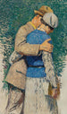 Pariskunta kävelyllä, luonnos Le Jardin du Luxembourg -suureen koristeluun Pariisin 5. kaupunginosan kaupungintalolle - Henri Martin — näkymä teoksesta