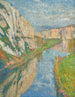 Le Lot Saint-Cirq-Lapopien kallioiden juurella - Henri Martin — näkymä teoksesta
