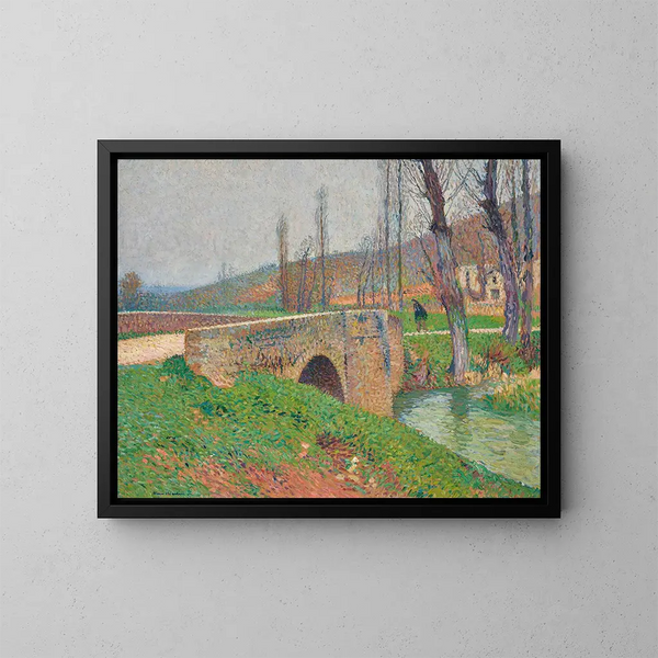 Le pont sous un ciel gris - Henri Martin — kehystetty taideteos seinällä