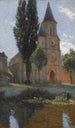 Labastide-du-Vertin kirkko kesäaamuna - Henri Martin — näkymä teoksesta