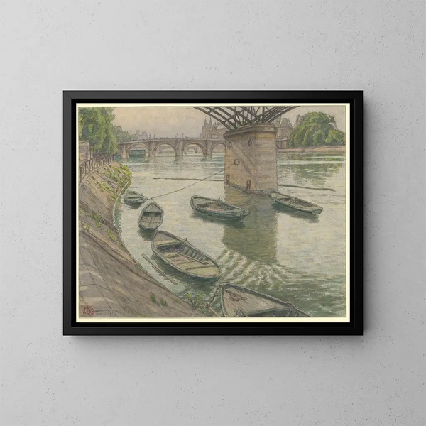Pariisi, Quai du Louvre - Henri Rivière — kehystetty taideteos seinällä