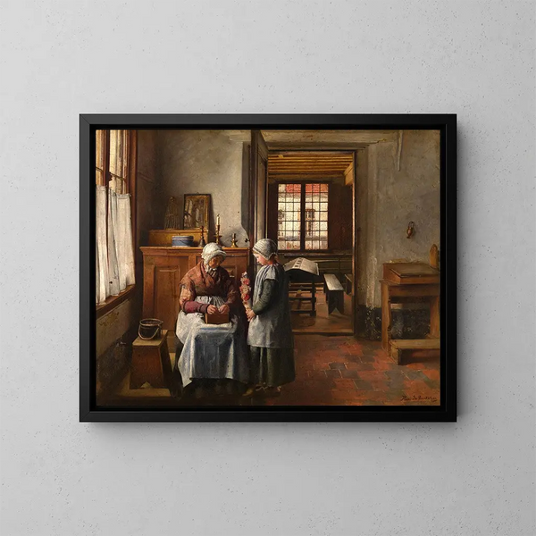 Le Festin des Grands-Mères - Henri de Braekeleer — kehystetty taideteos seinällä
