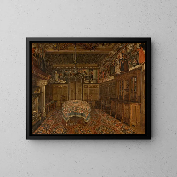 La salle à manger chez l'artiste Henri Leys - Henri de Braekeleer — kehystetty taideteos seinällä