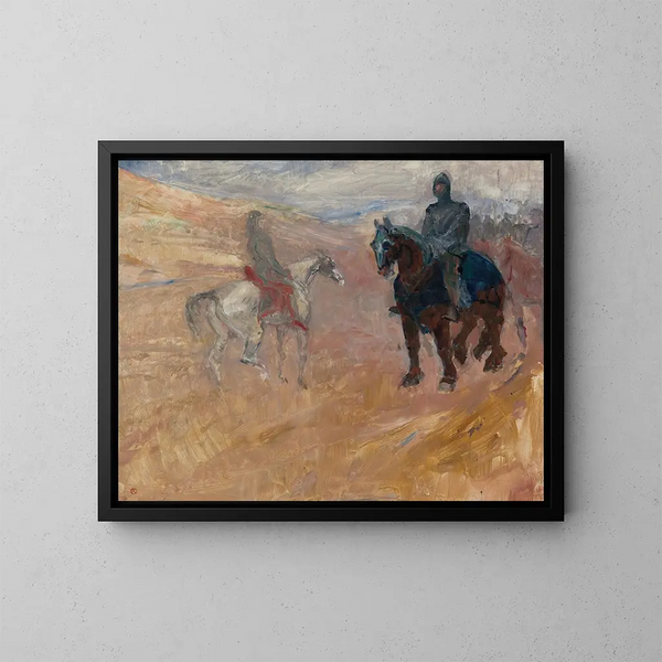 Kaksi ratsastajaa haarniskoissa - Henri de Toulouse-Lautrec — kehystetty taideteos seinällä