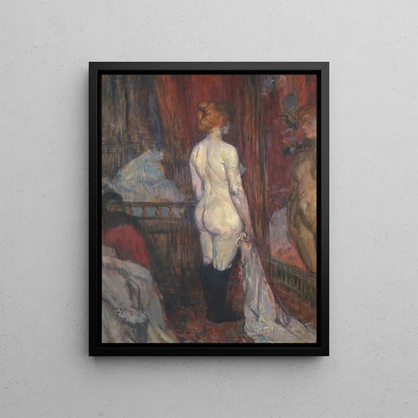 Nainen peilinsä edessä - Henri de Toulouse-Lautrec — kehystetty taideteos seinällä