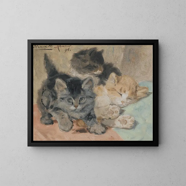 Trois chatons - Henriette Ronner-Knip — kehystetty taideteos seinällä
