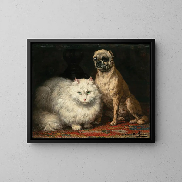 Kaksi ystävää - Henriette Ronner-Knip — kehystetty taideteos seinällä