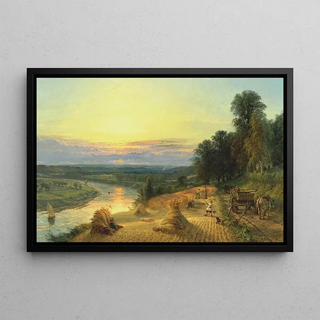 Henry Dawson - On the Ribble near Preston Harvest time.webp