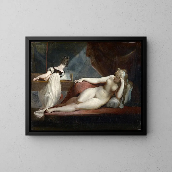 Nu couché et femme au piano - Henry Fuseli — kehystetty taideteos seinällä