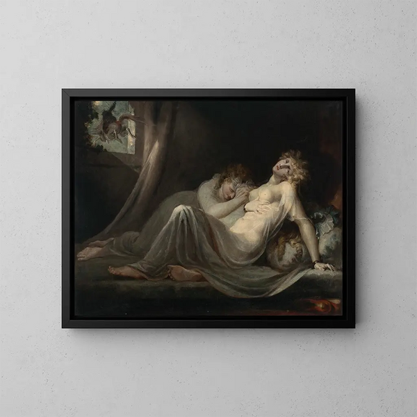 L Incube lähtee kahdesta nuoresta naisesta - Henry Fuseli — kehystetty taideteos seinällä