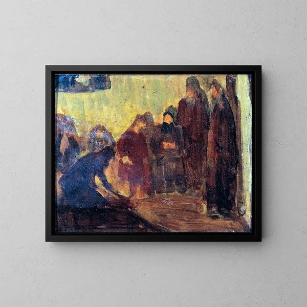 Study of Christ washing the disciples' feet - Henry Ossawa Tanner — kehystetty taideteos seinällä