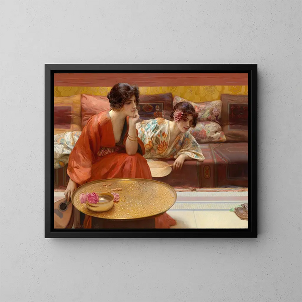 Heures oisives - Henry Siddons Mowbray — kehystetty taideteos seinällä