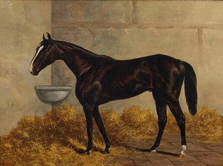Henry Stull - Longfellow A Dark Bay Racehorse in a Stable.webp